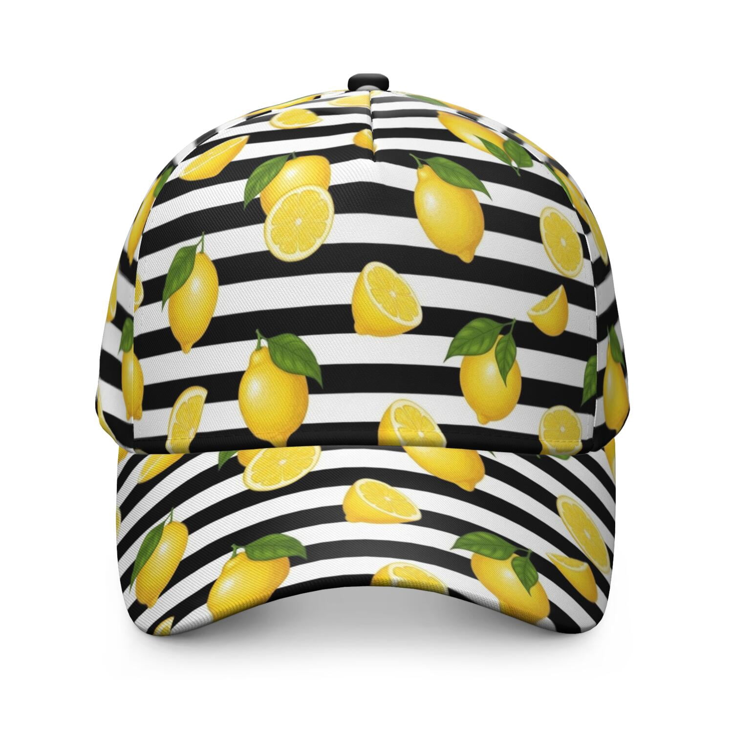 Lemon and Leaf Black Pattern Baseball Cap, Sports Sun Cap with Snap ...