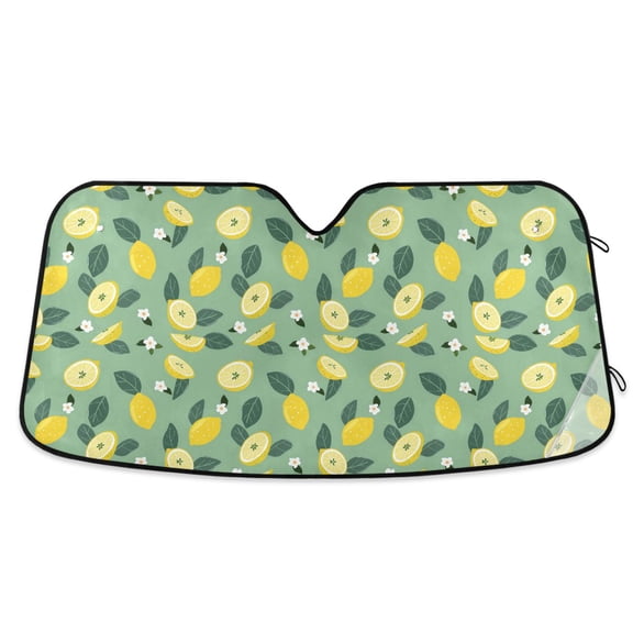 Lemon and Leaf Car Windshield Sun Shade Foldable Car Front Window Visor Heat and UV Protection 53x23.5