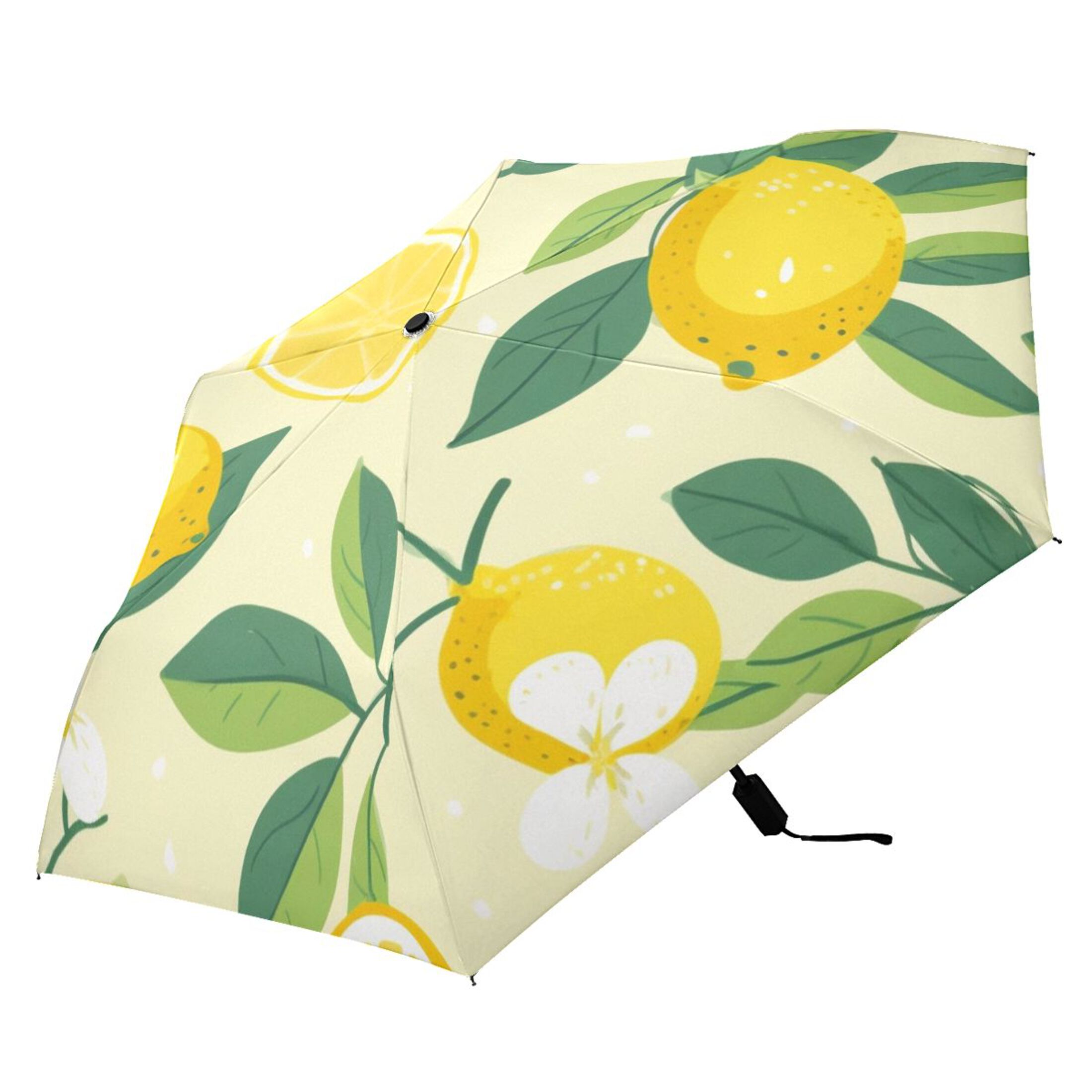 Lemon and Leaf Compact Folding Umbrella for Rain Windproof Travel ...
