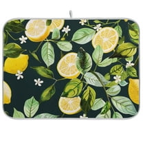 Lemon and Leaves Floral Dish Drying Mats Kitchen Mat Microfiber Counter Absorbent Dish Pad Drainer Rack 16"x18"