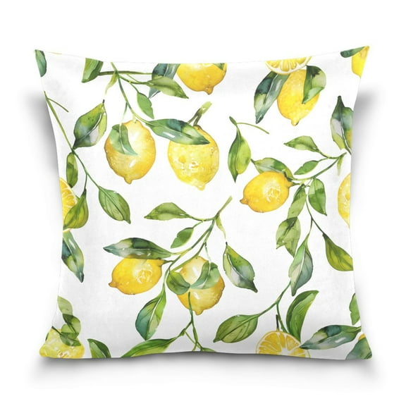 Lemon and Leaves Throw Pillow Covers Couch Pillowcases Decor for Bed Sofa 18" x 18"