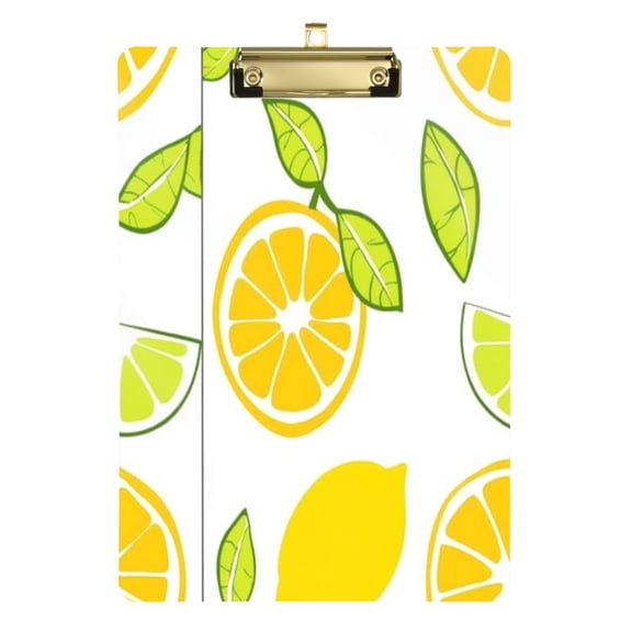 Lemon and Lime Pattern 12.5x9in Clipboard, Durable Acrylic with Metal Clip and Wall Hook for Office or Classroom