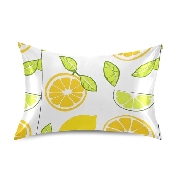 Lemon and Lime Pattern Pillowcase Queen Size Luxury Silky Soft Wrinkle Resistant Envelope Closure 30x20in
