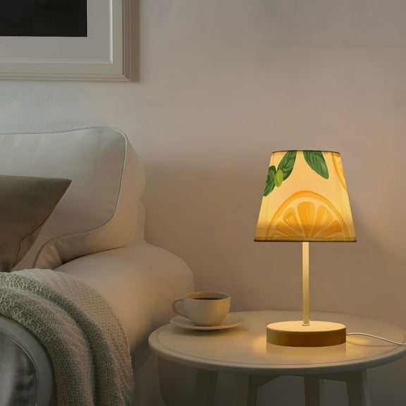 Lemon and Mint Leaves Desk Lamp 3 Color Modes LED Table Lamp Nightstand Reading Light for Bedroom Living Room
