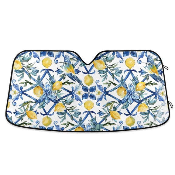 Lemon and Plant Car Windshield Sun Shade Foldable Car Front Window Visor Heat and UV Protection 53x23.5