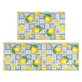 thumbnail image 1 of Lemon and Tile Blue Pattern Anti Fatigue Kitchen Rugs Set Of 2, Non Slip Washable Decorative Floor Mats for Kitchen Sink Laundry, 17"x30" and 17"x47", 1 of 6