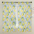Lemon and Tile Blue Pattern Sheer Curtains, Sheer Window Panels with ...