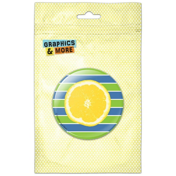 Lemon on Stripes Refrigerator Button Magnet