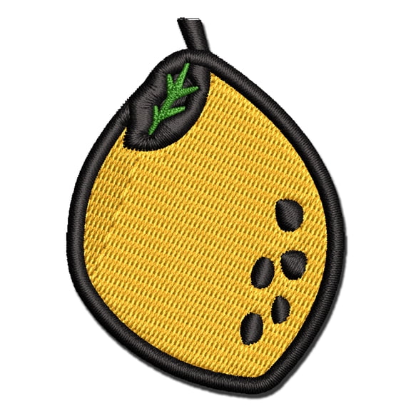 Lemon with Leaf Citrus Doodle Applique Multi-Color Embroidered Hook & Loop Patch - 3 Inch Medium