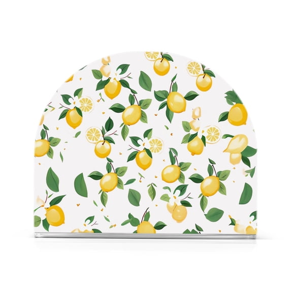 Lemon with Leaves Flowers Acrylic Napkin Holder Clear Paper Tissue Dispenser Kitchen Dining Room Bathroom Party Hotel