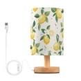 thumbnail image 1 of Lemon with Leaves Flowers Bedside Table Lamp LED Warm Lights with USB Charging Port Retro Cylinder Desk Lamps, 1 of 7