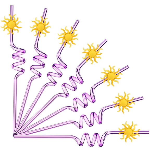 LemonRoad 24 Pcs Princess Theme Sun Drinking Straws Purple Sun Birthday Decorations Supplies for Wedding Lavender Theme Princess Birthday Party Supplies Y114