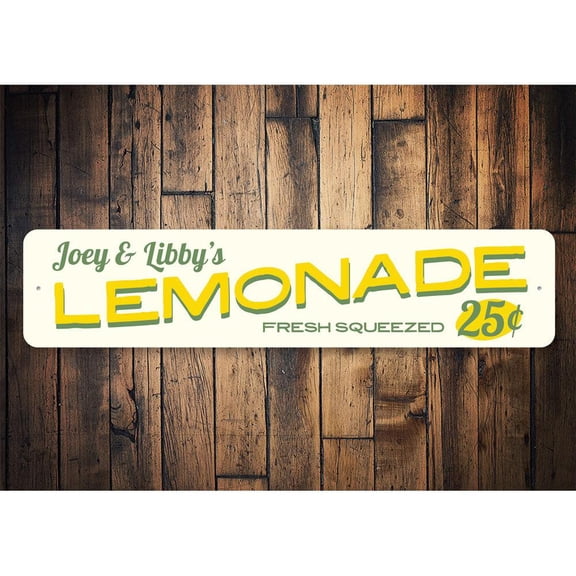Lemonade 25 Cents Novelty Decor, Metal Wall Sign - 4x18 Inches