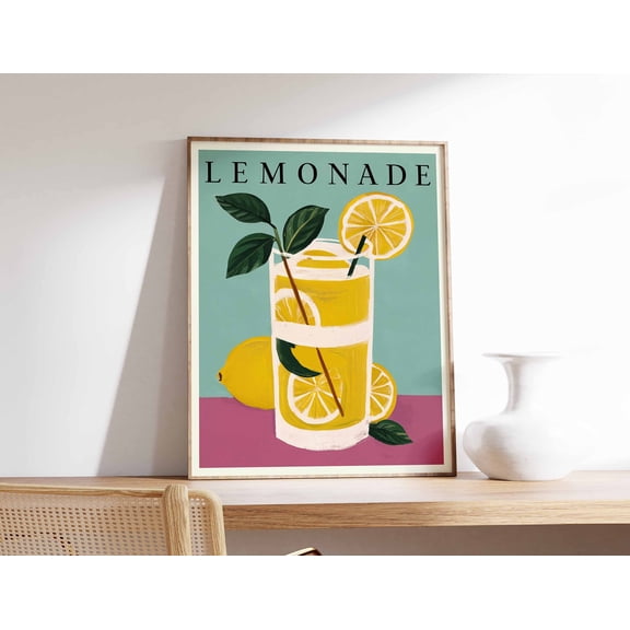 Lemonade Art Print, Refreshing Kitchen Poster, Cafe Decor, Poster Only