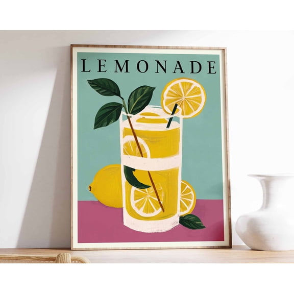 Lemonade Art Print Refreshing Kitchen Poster Cafe Decor