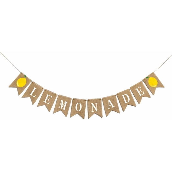 Lemonade Banner Burlap Bunting Banner Summer Garland Flag Decoration for Pool Party, Beach Party, Barbecue Party