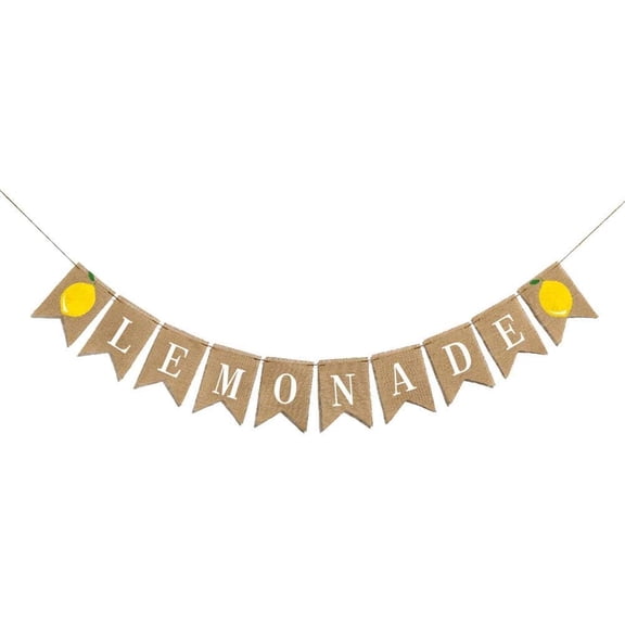 Lemonade Banner Burlap Bunting Banner Summer Garland Flag Decoration for Pool Party, Beach Party, Barbecue Party