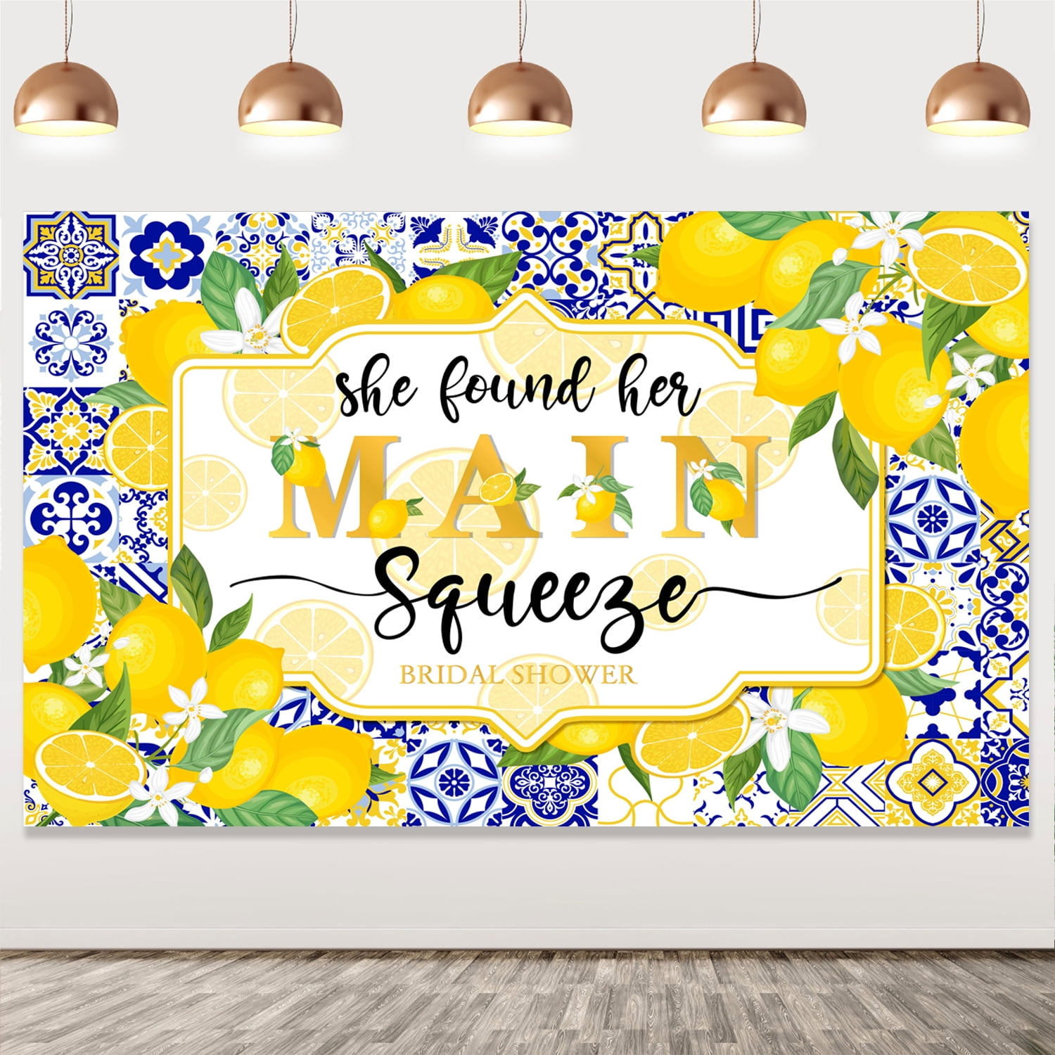 Gold-Glitzer Banner & Zitronen-Girlande – „She Found Her Main Squeeze“ Deko Für Brautdusche & Junggesellinnenabschied