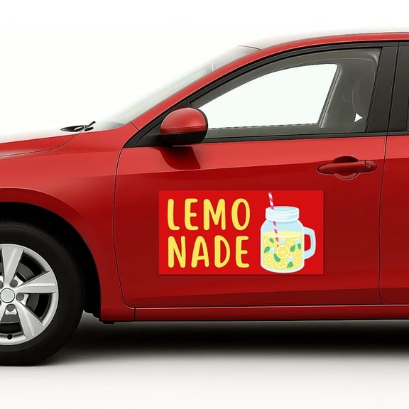 Lemonade Car Magnet Sign by DC | Flexible Car Magnetic Sheets with Adhesive Backing | 10"x20" Bumper Magnet Sticker for Vehicles, Trucks & Business Advertising Signs | 2 PC | Made in USA