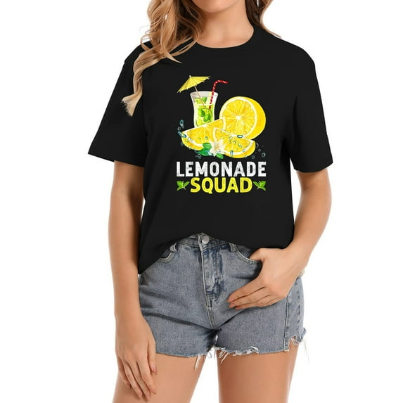 Lemonade Design Lemonade Squad Funny Lemon Drinker Comfortable Short Sleeve Top for Women with Statement Graphic