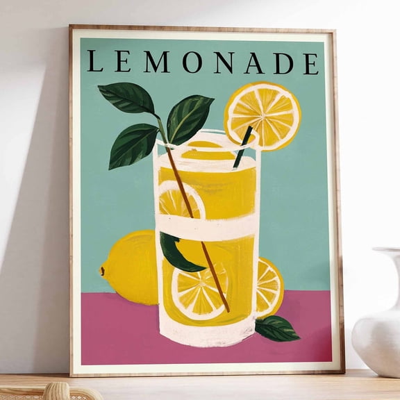 Lemonade Drink Retro Cafe Kitchen Poster UNFRAMED PAPER POSTER, Home Decor