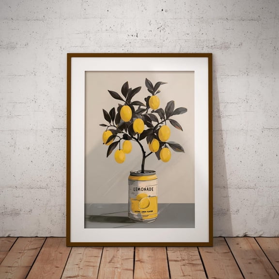 Lemonade Fruit Tree Print Vibrant Mediterranean Kitchen Wall Art, Unframed Paper Print