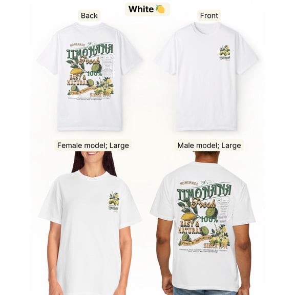 Lemonade Graphic Tee – Retro Back Print Shirt, Drink Ad Design, 90s Aesthetic, Unisex Citr