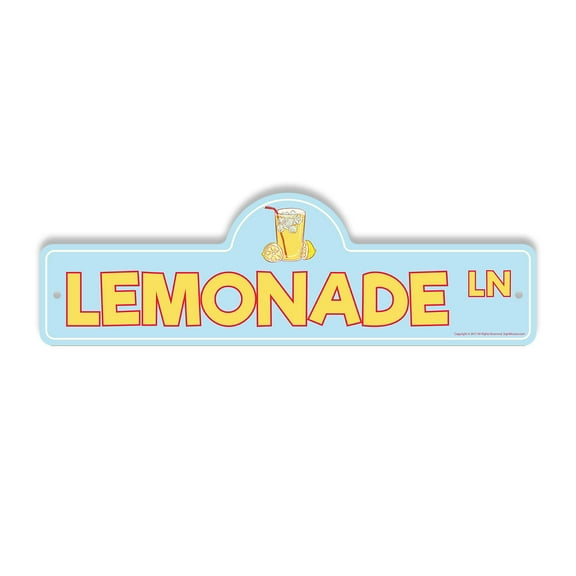Lemonade Plastic Street Sign - 6 Inch X 18 Inch Gift Drink Refreshing Summer Cold Sweet Beverage Stand Fun Picnic Party Festival