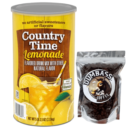 Lemonade Powdered Drink Mix 1 Canister, 82.5 oz With Dumbass Coffee Beans