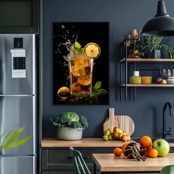 Lemonade Refreshing Drink Wall Art, Canvas Art, Framed Print, Modern Kitchen And Dining Room Decor, Ready To Hang, Beverage Artwork, Stretched Canvas Size 8x12