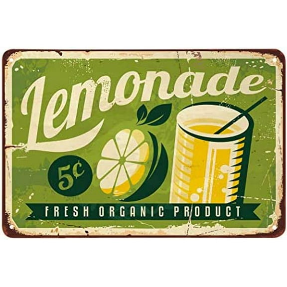 Lemonade Tin Sign,Fresh Fruit Drinks Lemon Bubbles Metal Tin Signs for Cafes Bars Pubs Shop Wall Decorative Funny Retro Signs for Men Women 8x12 Inch