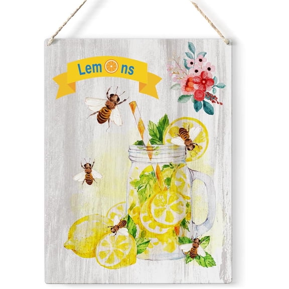 Lemonade Wood Sign Kitchen Lemon Wooden Signs Rustic Summer Hanging Plaque Home Wall Art 8x10 Sign Wall Decor for Home Kitchen