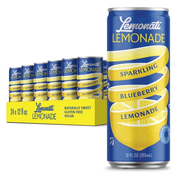 Lemonati Sparkling Blueberry Lemonade, Low Cal, Low Sugar, Crisp, 24 pack, 12 fl oz cans