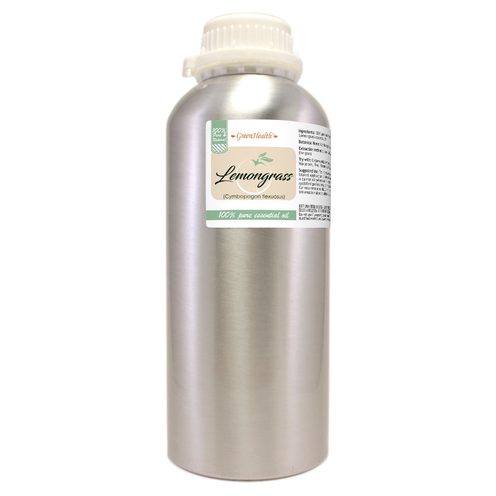 GreenHealth 100% Pure Lemongrass Essential Oil 32 fl oz (946 ml) Aluminum Bottle with Plug Cap