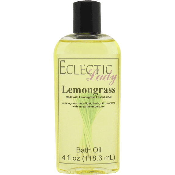 Lemongrass Bath Oil - Scented Body Oil - Relaxing & Moisturizing Bathing Oil - Fragrance Body Oil For Dry & Rough Sensitive Skin - 4 oz