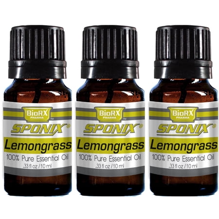 Lemongrass Essential Oil 10 ml / 0.33 oz. Each for Aromatherapy | 3 Pack | Premium Grade | Made with 100% Pure Therapeutic Grade Essential Oils by Sponix (Set of 3)