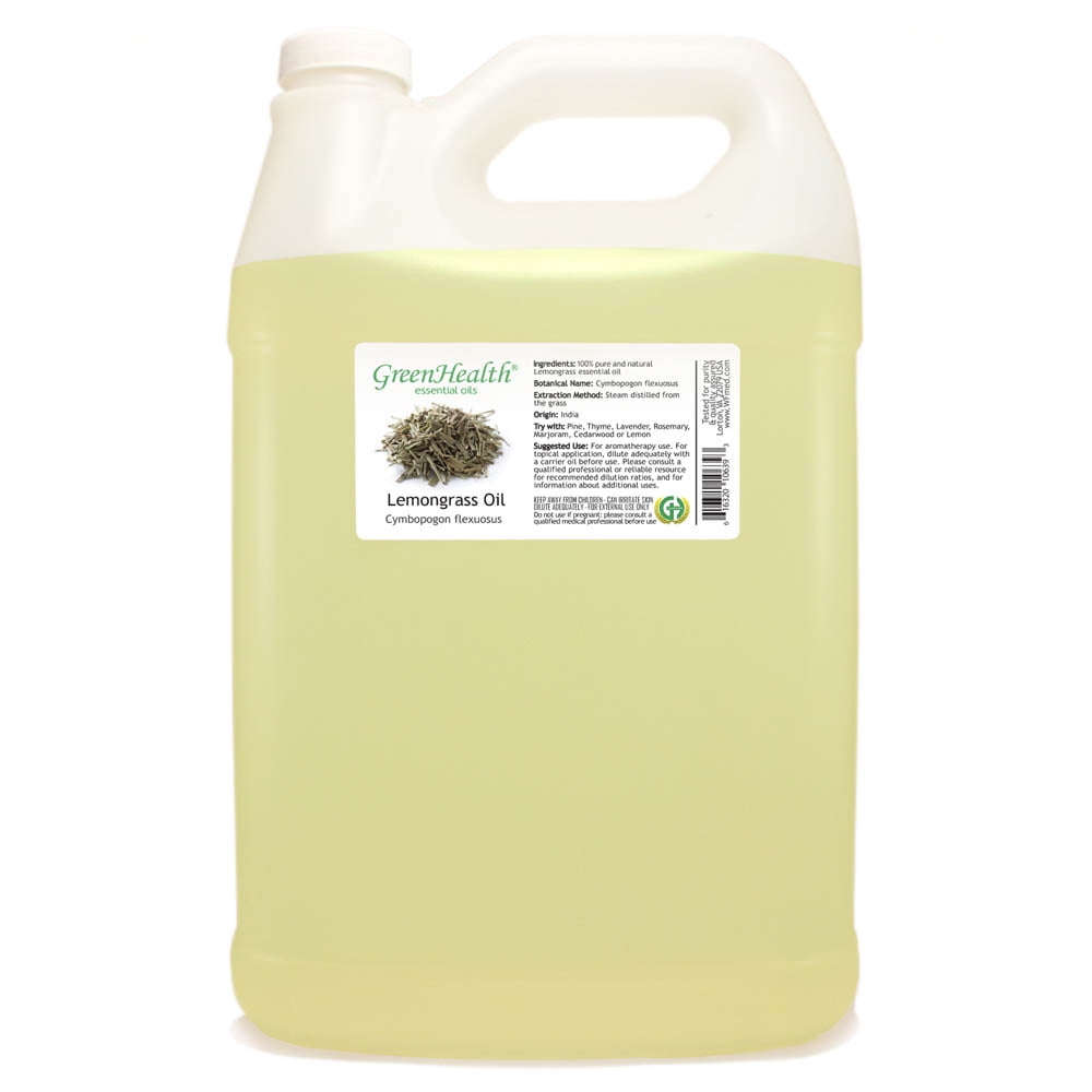 Lemongrass Essential Oil - 128 fl oz (1 Gallon) Plastic Bottle w/ Cap - 100% Pure Essential Oil by GreenHealth