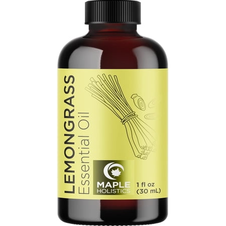 Pure Refreshing Lemongrass Essential Oil - Aromatherapy Lemongrass Oil for Hair Nails and Skin Plus Potent Natural Aromatic Essential Oil for Diffusers for Home and Travel from Maple Holistics