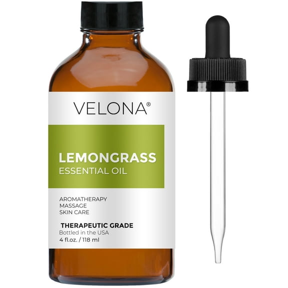 Lemongrass Essential Oil by Velona - 4 oz | Therapeutic Grade for Aromatherapy Diffuser Undiluted