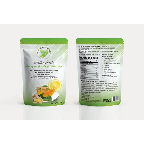 Lemongrass, Ginger Loose leaf Tea - 3 oz - 100% Sun Dry Cut and Sift Tea Leaves - 100% Natural Taste and Organic