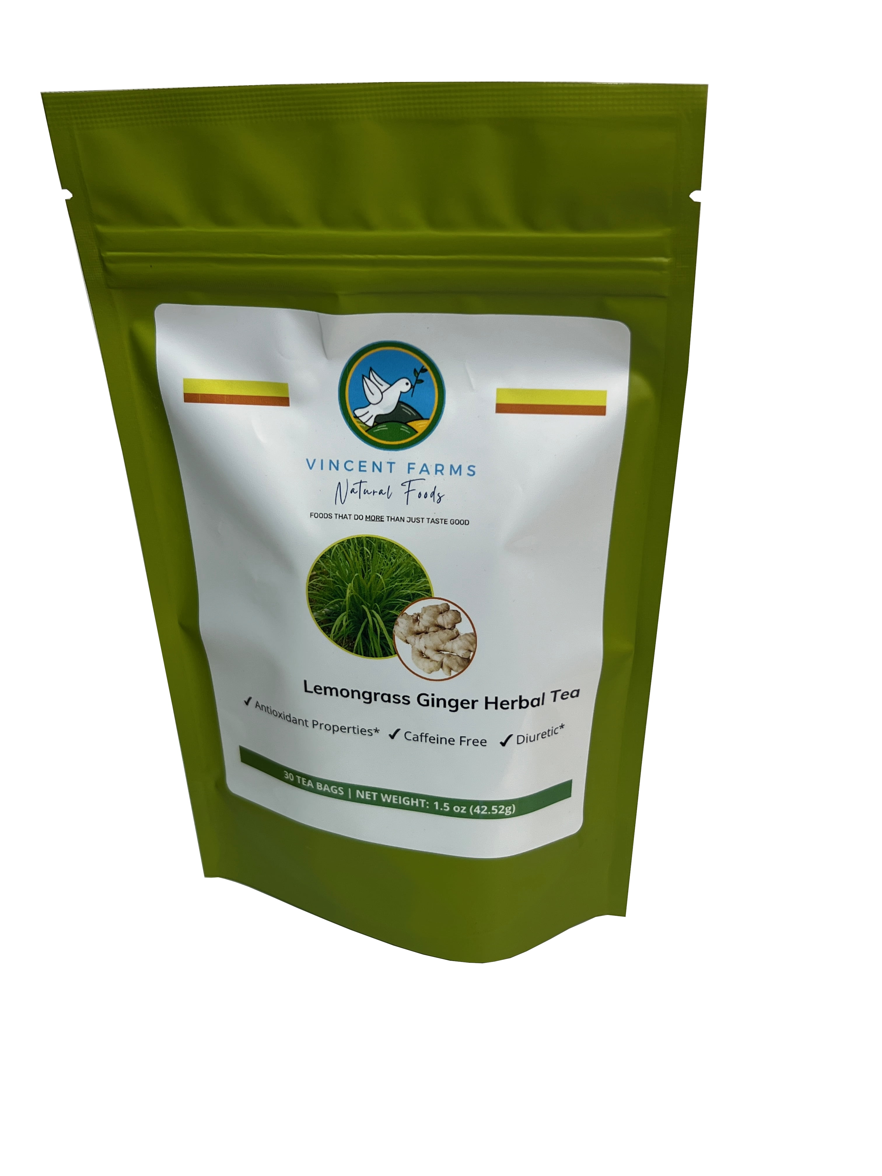Lemongrass Ginger Root Herbal Tea, antioxidant, antiinflammatory, nausea relief, Supports