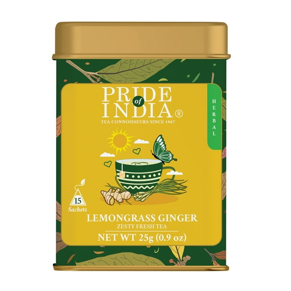 Pride of India Lemongrass Ginger Zesty Fresh Tea, 15 Tea Bags