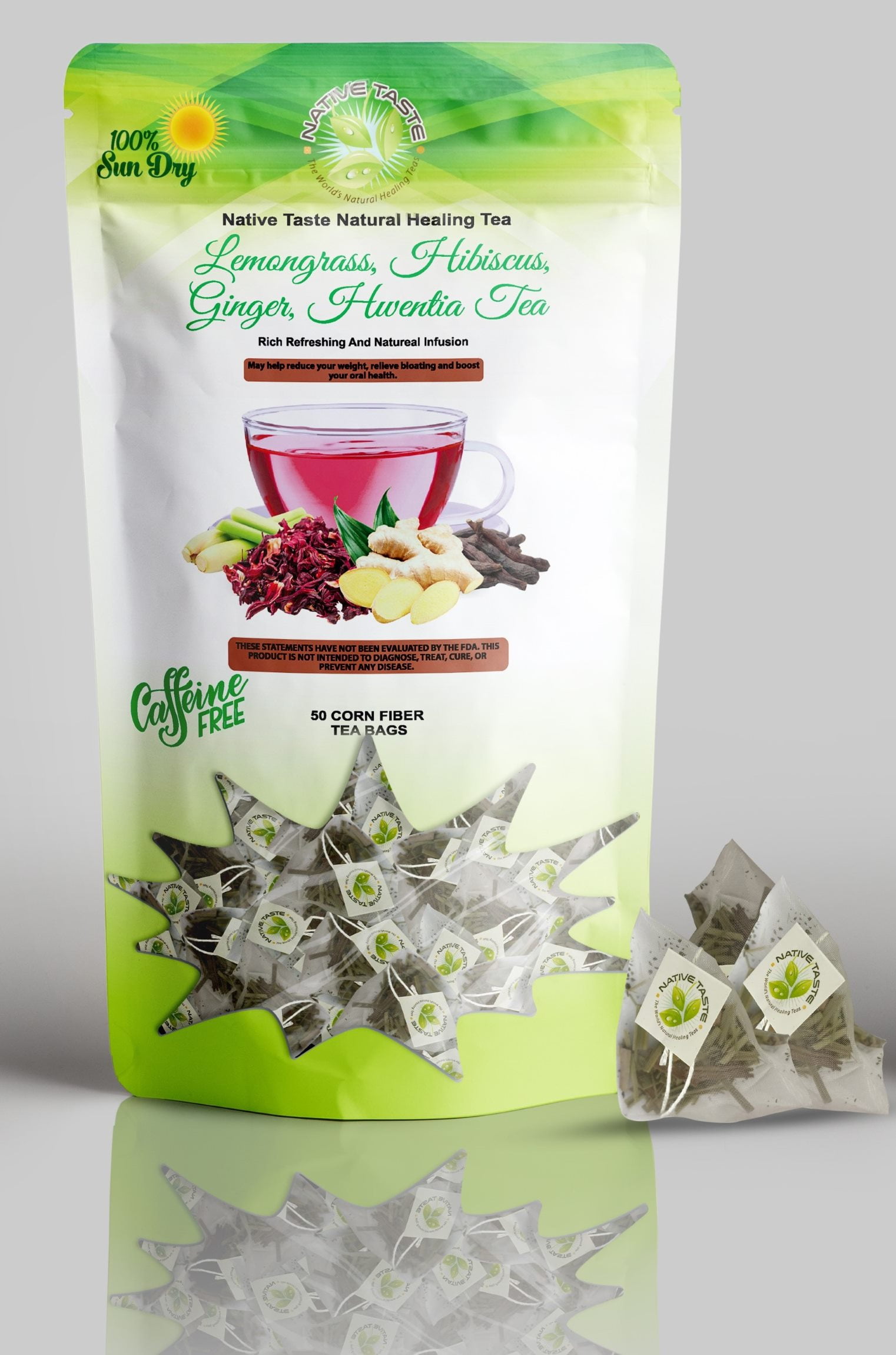 Native Taste Lemongrass Hibiscus Ginger Hwentia Tea