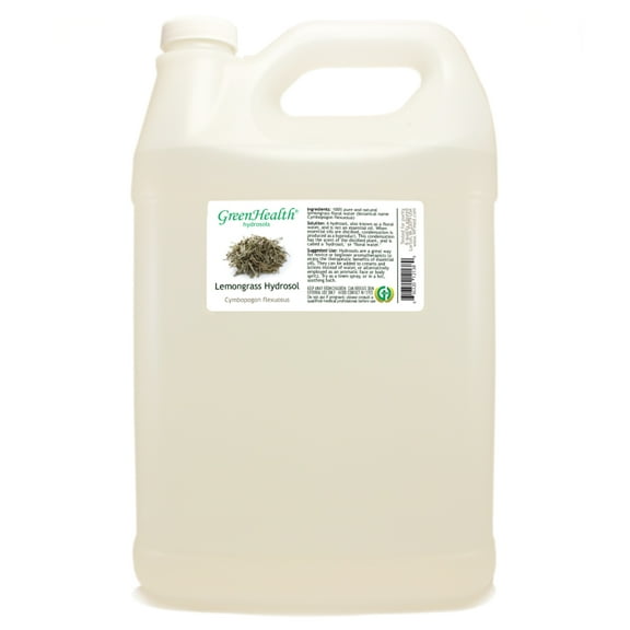 Lemongrass Hydrosol - 1 Gallon - Clear Plastic Jug W/ Cap - GreenHealth Aromatherapy Relaxation