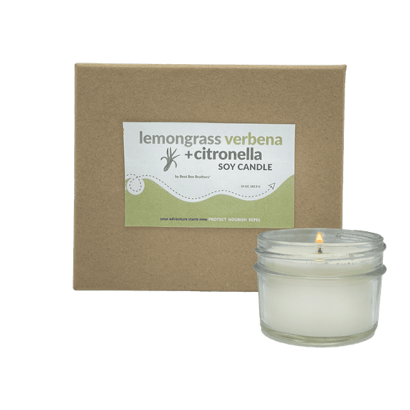 Lemongrass and Verbena Scented Citronella Candle, Soy 3 oz, Best Bee Brothers