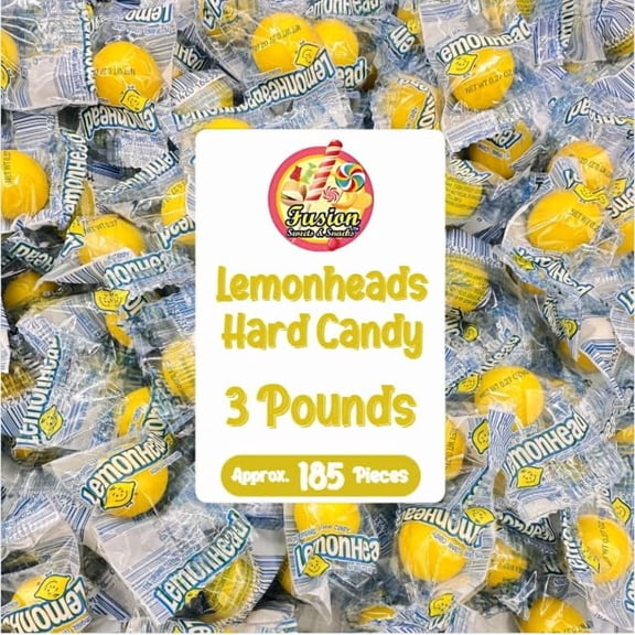 Lemonhead Candy - 3lb Bulk MDA05Bag (Approx. 185 Count), Individually Wrapped Original Lemon Head Hard Yellow Candies - The Perfect Candy For Parties, Holiday, Movie Nights And Snacking