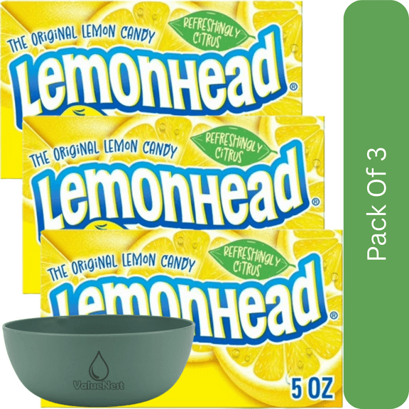 Lemonhead Hard Lemon Candy, Theater Box, 5 oz-3pk, With Olive Green Bowl By ValueNest