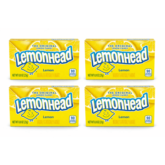 Lemonhead Original Lemon Candy, Sweet and Sour, 4-Pack, 0.8 Oz