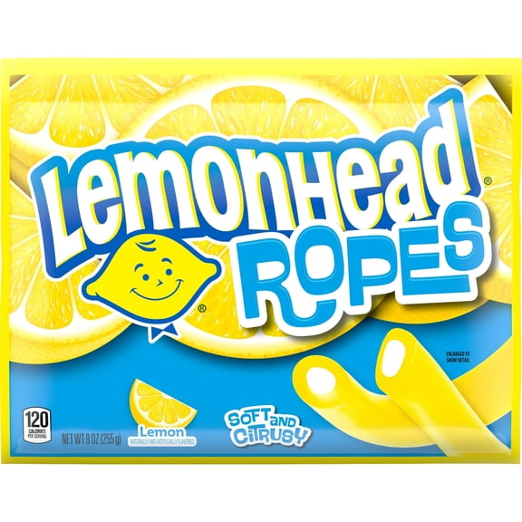 Lemonhead Ropes, Candy, Lemon, Tart and Citrusy, Soft and Chewy, 9 oz Bag