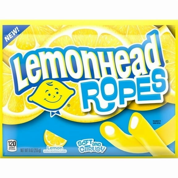 Lemonhead Ropes, Candy, Lemon, Tart and Citrusy, Soft and Chewy, 9 oz Bag
